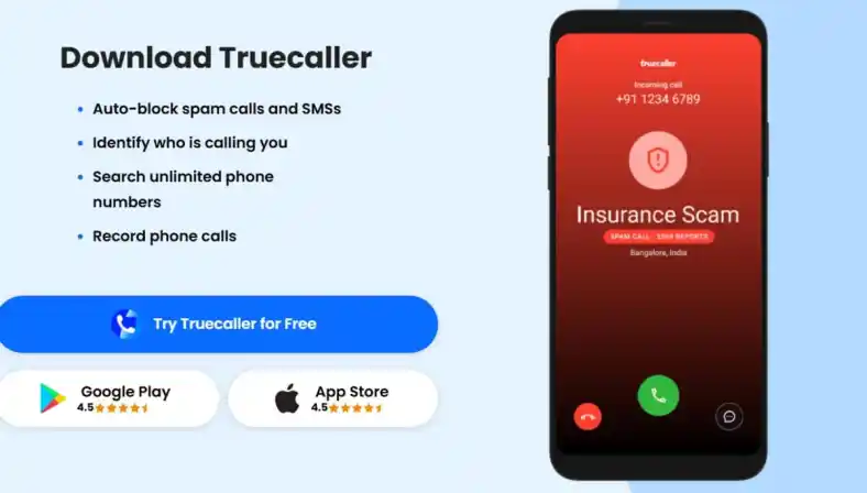 Find out who called me with this number using Truecaller