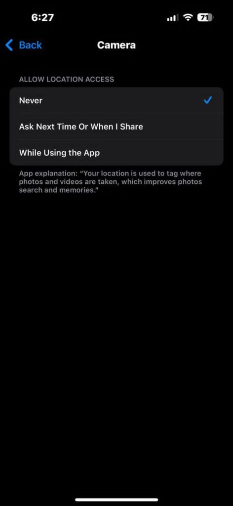 remove location data on iPhone